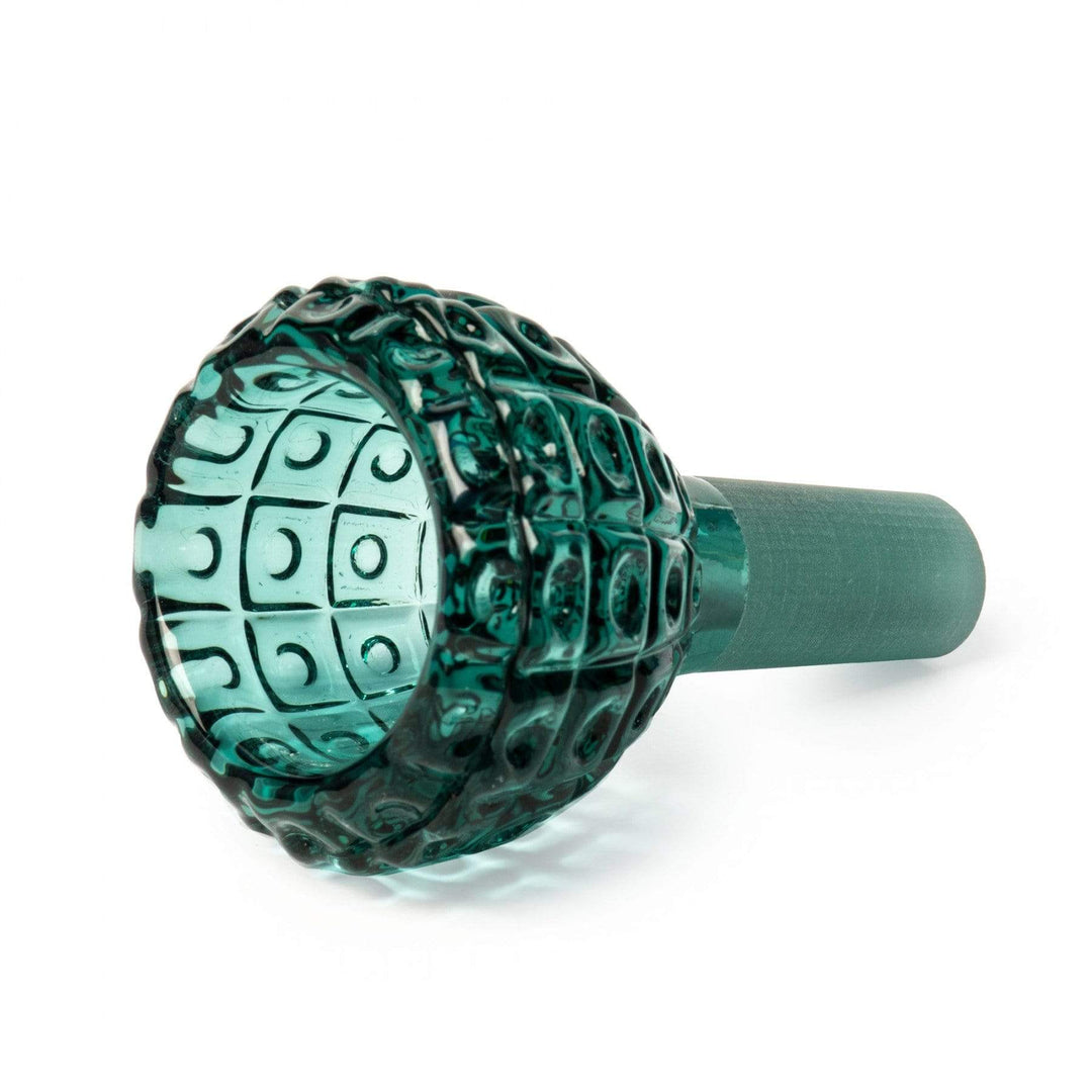 Red Eye Glass Dot Matrix Carved Bowl 14mm Pull-Out 14mm / Teal Morden Vape SuperStore and Cannabis Manitoba Canada