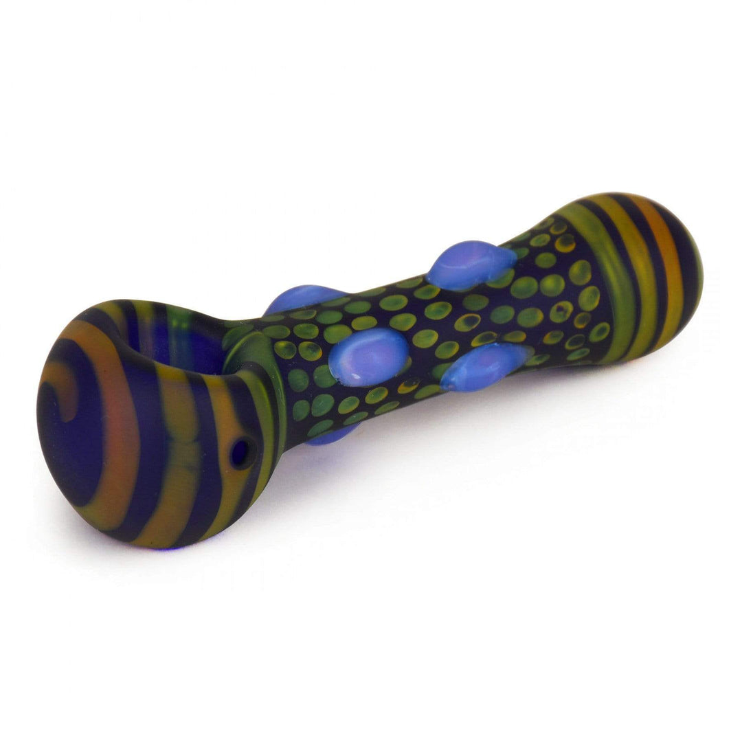 Red Eye Glass Frosted Colour Dots 4.5" Hand Pipe 4.5" / Blue Morden Vape SuperStore and Cannabis Manitoba Canada