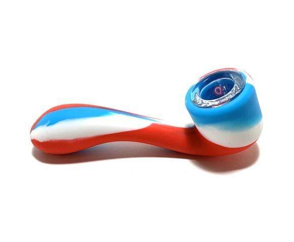 Silicone Sherlock Hand Pipe w/ Screen Blue/Red Morden Vape SuperStore and Cannabis Manitoba Canada