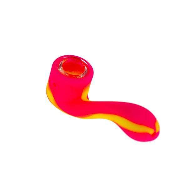 Silicone Sherlock Hand Pipe w/ Screen Pink/Yellow Morden Vape SuperStore and Cannabis Manitoba Canada