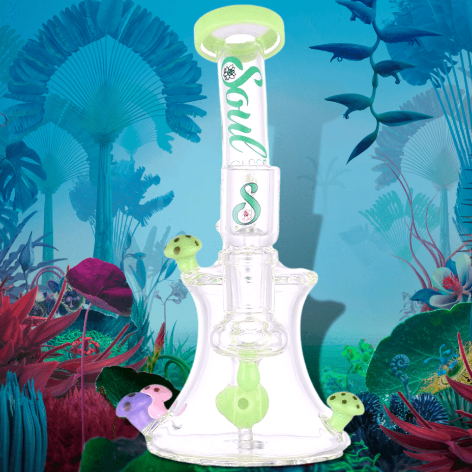 Soul Glass 2-in-1 Mushroom Rig 8" Milk Green Morden Vape SuperStore and Cannabis Manitoba Canada