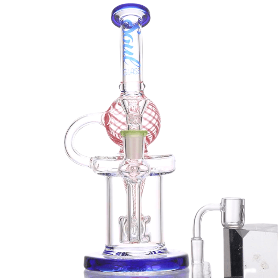 Soul Glass 2in1 Recycler w/ Drum Perc 9" Blue Morden Vape SuperStore and Cannabis Manitoba Canada