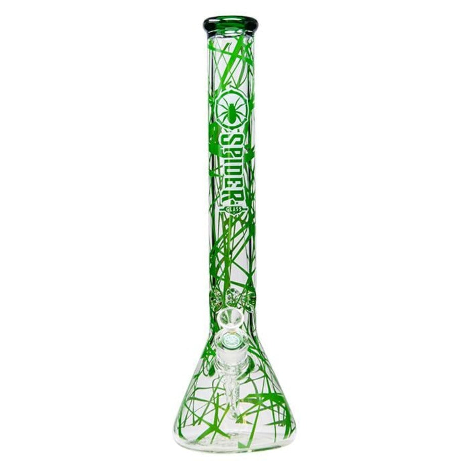 Spider Glass 18" Web Design Bong 9mm Green / 9mm Morden Vape SuperStore and Cannabis Manitoba Canada