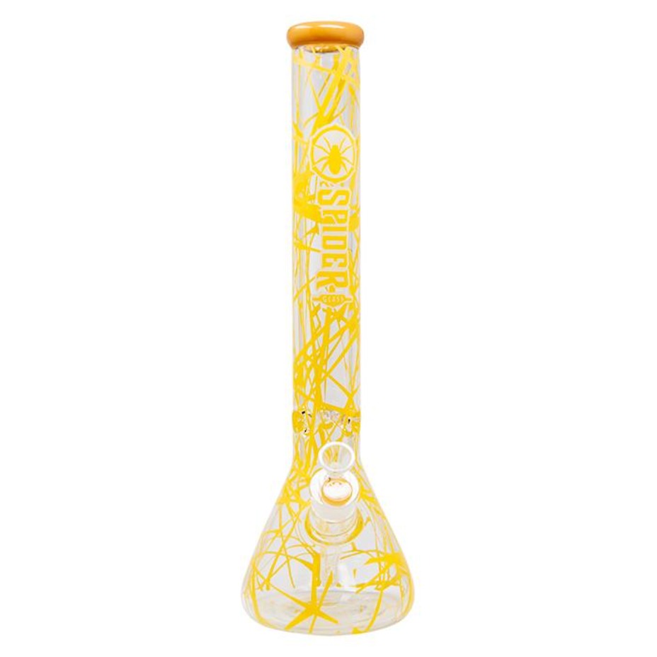 Spider Glass 18" Web Design Bong 9mm Yellow / 9mm Morden Vape SuperStore and Cannabis Manitoba Canada