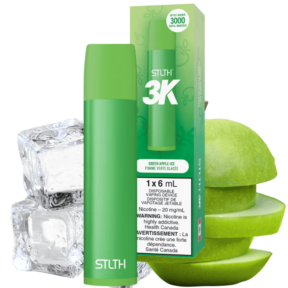 STLTH 3K Disposable Vape Green Apple Ice 20mg / 3000 Puffs Morden Vape SuperStore and Cannabis Manitoba Canada