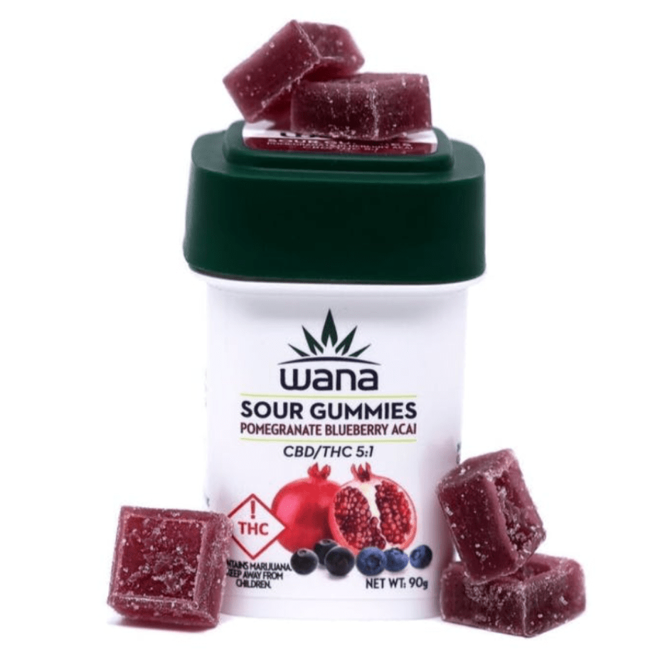 Wana Sour Gummies Pomegranate Blueberry Acai 5:1 Morden Vape SuperStore and Cannabis Manitoba Canada